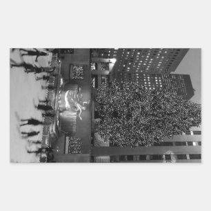 Weihnachten im Rockefeller Center - NYC Rechteckiger Aufkleber