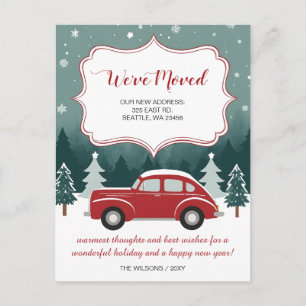 Weihnachten im Roten Auto Wir haben Feiertagskündi Postkarte