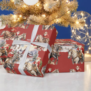 Weihnachten im Roten Western auf dem Pferd Geschenkpapier