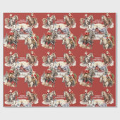 Weihnachten im Roten Western auf dem Pferd Geschenkpapier (Flach)