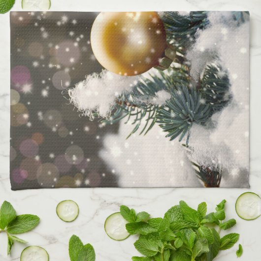 Weihnachten im Schnee Geschirrtuch (Gefaltet)