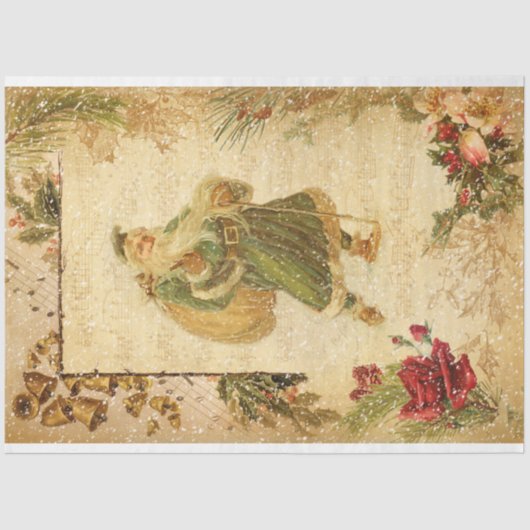 Weihnachten im Schnee mit Rose und Musik Seidenpapier (Vorderseite)