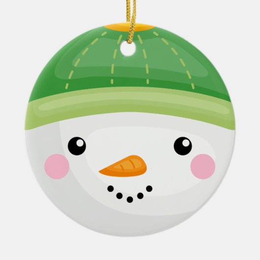 Weihnachten im Schneemann Keramik Ornament (Vorne)