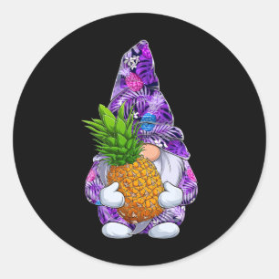 Weihnachten im Sommer Hawaiianischer Ananas-Gnom Runder Aufkleber