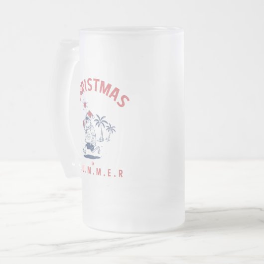 Weihnachten im Sommer im Juli Mattglas Bierglas (Vorderseite Links)