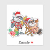 Weihnachten im Sommer Santa Shark Hawaiian Surfen Aufkleber (Blatt)