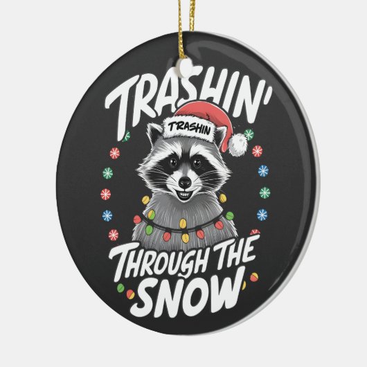 Weihnachten im sonnenverwöhnten Raccoon Keramik Ornament (Links)