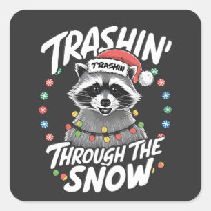 Weihnachten im sonnenverwöhnten Raccoon Quadratischer Aufkleber