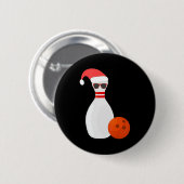 Weihnachten im Sport - Bowling Snowman Bowling Button (Vorne & Hinten)