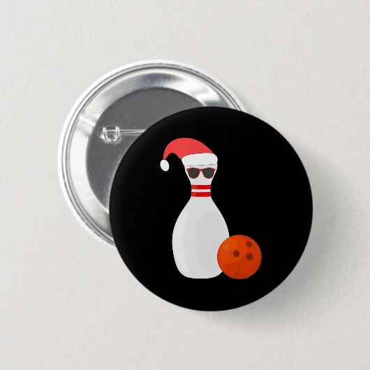Weihnachten im Sport - Bowling Snowman Bowling Button (Vorne & Hinten)