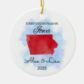 Weihnachten im Staat von Iowa Keramik Ornament (Vorne)