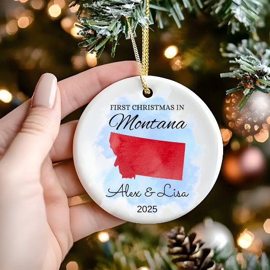 Weihnachten im Staat von Montana Keramik Ornament