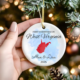 Weihnachten im Staat West Virginia Keramik Ornament