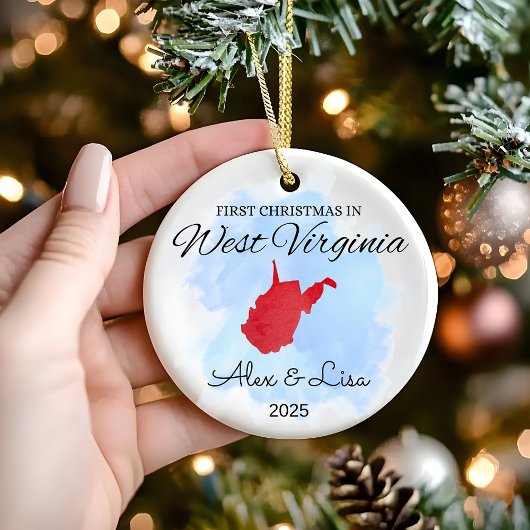 Weihnachten im Staat West Virginia Keramik Ornament