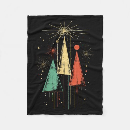 Weihnachten im Stil der Mitte des Jahrhunderts  Fleecedecke (Vorderseite)