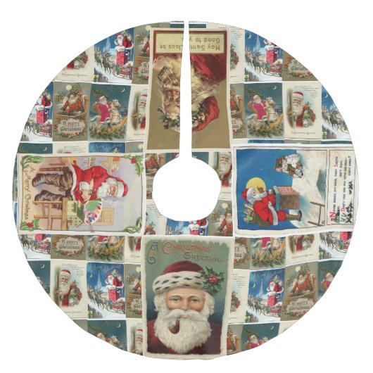 Weihnachten im Stil von Santa Claus Vintage Polyester Weihnachtsbaumdecke (Vorderseite)