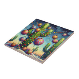 Weihnachten im Südwesten der Wüste Saguaro Fliese