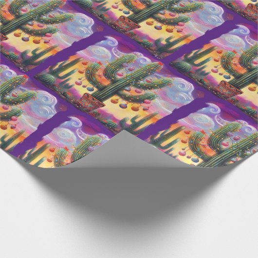 Weihnachten im Südwesten der Wüste Saguaro Geschenkpapier (Ecke)