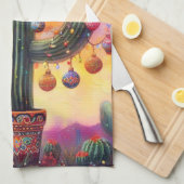 Weihnachten im Südwesten der Wüste Saguaro Geschirrtuch (Viertel Falte)