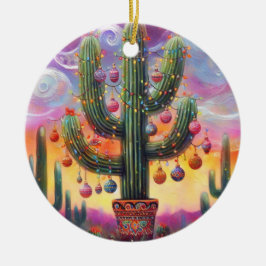Weihnachten im Südwesten der Wüste Saguaro Keramik Ornament