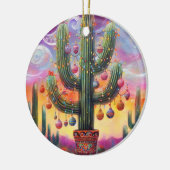 Weihnachten im Südwesten der Wüste Saguaro Keramik Ornament (Links)