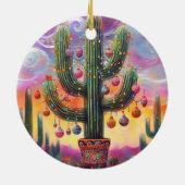Weihnachten im Südwesten der Wüste Saguaro Keramik Ornament (Hinten)