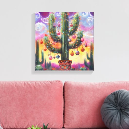 Weihnachten im Südwesten der Wüste Saguaro Leinwanddruck (Insitu (Wohnzimmer))