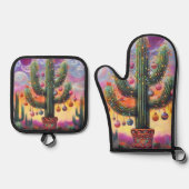 Weihnachten im Südwesten der Wüste Saguaro Ofenhandschuh & Topflappen-Set (Vorderseite)