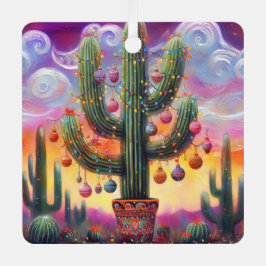 Weihnachten im Südwesten der Wüste Saguaro Ornament Aus Metall