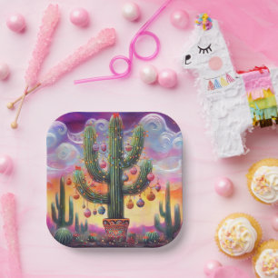 Weihnachten im Südwesten der Wüste Saguaro Pappteller