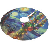 Weihnachten im Südwesten der Wüste Saguaro Polyester Weihnachtsbaumdecke (Schrägansicht)