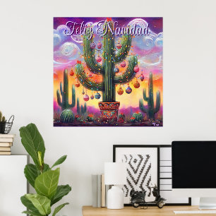 Weihnachten im Südwesten der Wüste Saguaro Poster