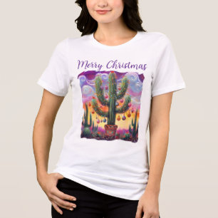 Weihnachten im Südwesten der Wüste Saguaro Tri-Blend Shirt