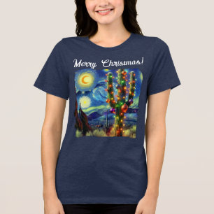 Weihnachten im Südwesten der Wüste Saguaro Tri-Blend Shirt