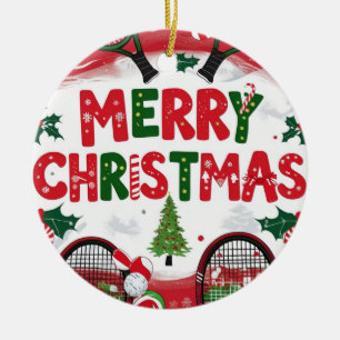 Weihnachten im Tennis für den Spieler Keramik Ornament