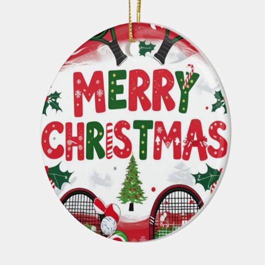 Weihnachten im Tennis für den Spieler Keramik Ornament (Links)
