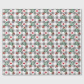 Weihnachten im Tennis, grau - weißes Büffel karier Geschenkpapier (Flach)