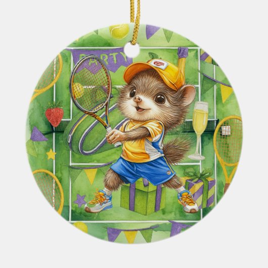 Weihnachten im Tennis Keramik Ornament (Vorne)