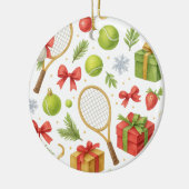 Weihnachten im Tennis Keramik Ornament (Links)