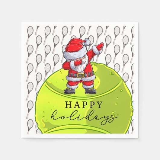 Weihnachten im Tennis mit Ball und Racket mit Sant Serviette (Vorderseite)