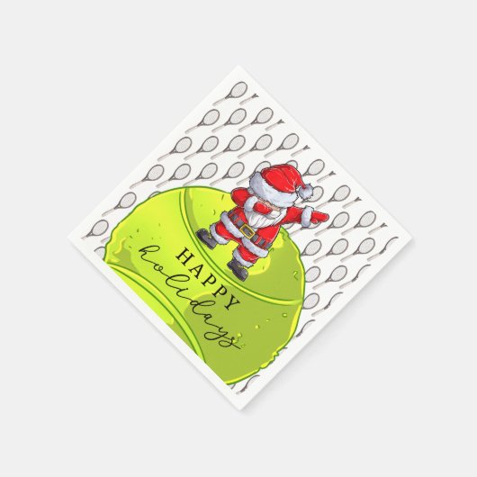 Weihnachten im Tennis mit Ball und Racket mit Sant Serviette (Ecke)