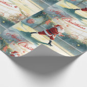 Weihnachten im Tennis mit dem Weihnachtsmann auf d Geschenkpapier (Ecke)