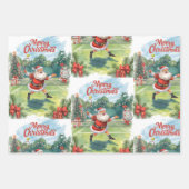 Weihnachten im Tennis mit dem Weihnachtsmann auf d Geschenkpapier Set (Vorderseite 3)