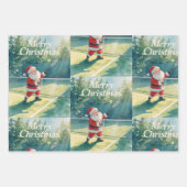 Weihnachten im Tennis mit dem Weihnachtsmann auf d Geschenkpapier Set (Vorderseite)