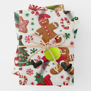 Weihnachten im Tennis mit dem Weihnachtsmann Geschenkpapier Set