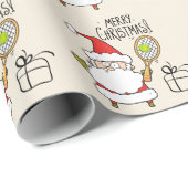 Weihnachten im Tennis mit Santa CLAUS Geschenkpapier (Rolleneckpunkt)
