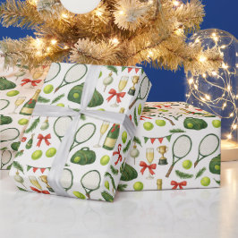 Weihnachten im Tennis mit Schläger und Ball Geschenkpapier