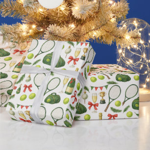 Weihnachten im Tennis mit Schläger und Ball Geschenkpapier