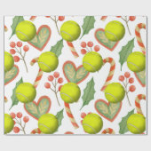 Weihnachten im Tennis mit Schläger und Ball Geschenkpapier (Flach)