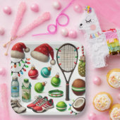 Weihnachten im Tennis mit Schläger und Ball Pappteller (Party)